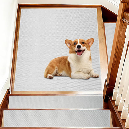 Carpet Stairs Runner for Wood Stairs, 8"x 30",Reusable Washable Self-Stick Stair Treads, for Indoor Steps, Non Slip for Kids Elders and Pets Stair Mats Residue Free, Grey 15-Pack