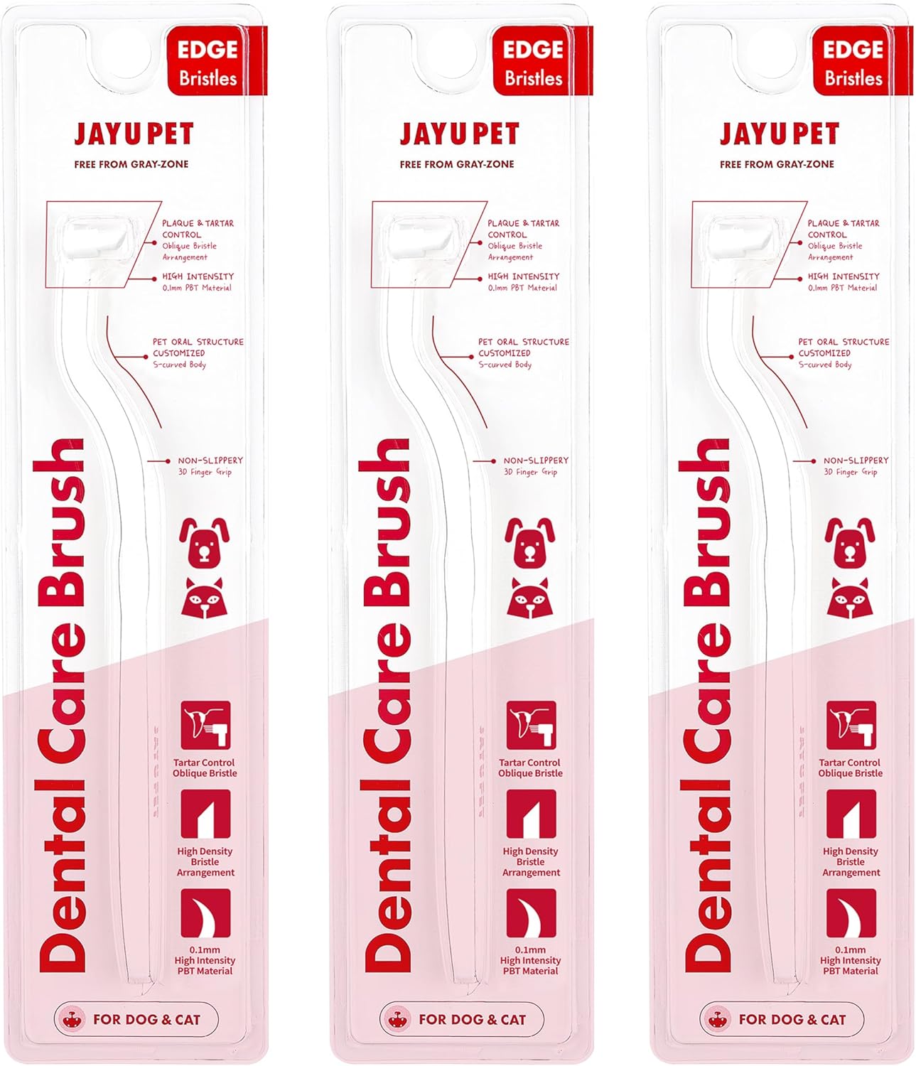 JAYU PET Dental Care Brush with Soft Bristles 1ea - Dog Toothbrush, Cat Toothbrush, Dental Care for Kitten and Small Dogs, Removing Old Plaque and Tartar, Easy Cleaning