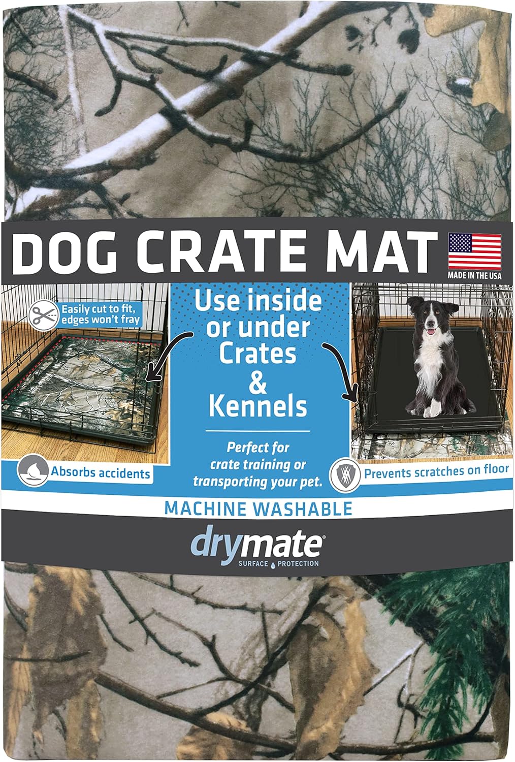 Drymate Dog Crate Mat Liner, Absorbs Urine, Waterproof, Non-Slip, Washable Puppy Pee Pad for Kennel Training - Use Under Pet Cage to Protect Floors, Thin Cut to Fit Design (USA Made) (LGrey)(29"x48")