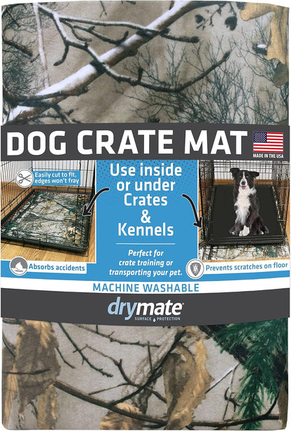 Drymate Dog Crate Mat Liner, Absorbs Urine, Waterproof, Non-Slip, Washable Puppy Pee Pad for Kennel Training - Use Under Pet Cage to Protect Floors, Thin Cut to Fit Design (USA Made) (LGrey)(29"x48")