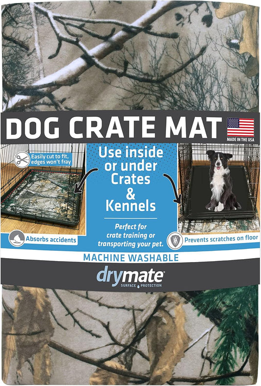 Drymate Dog Crate Mat Liner, Absorbs Urine, Waterproof, Non-Slip, Washable Puppy Pee Pad for Kennel Training - Use Under Pet Cage to Protect Floors, Thin Cut to Fit Design (USA Made) (LGrey)(29"x48")