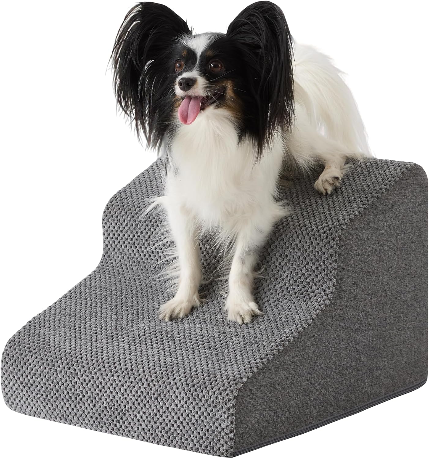 Dog Stairs for Bed 23’’ H, 5-Step Dog Steps for High Bed, Foldable Pet Stairs for Small Dogs and Cats to Get on Beds, Couch, Non-Slip Balanced Pet Steps and Ramp with Waterproof Cover, Grey