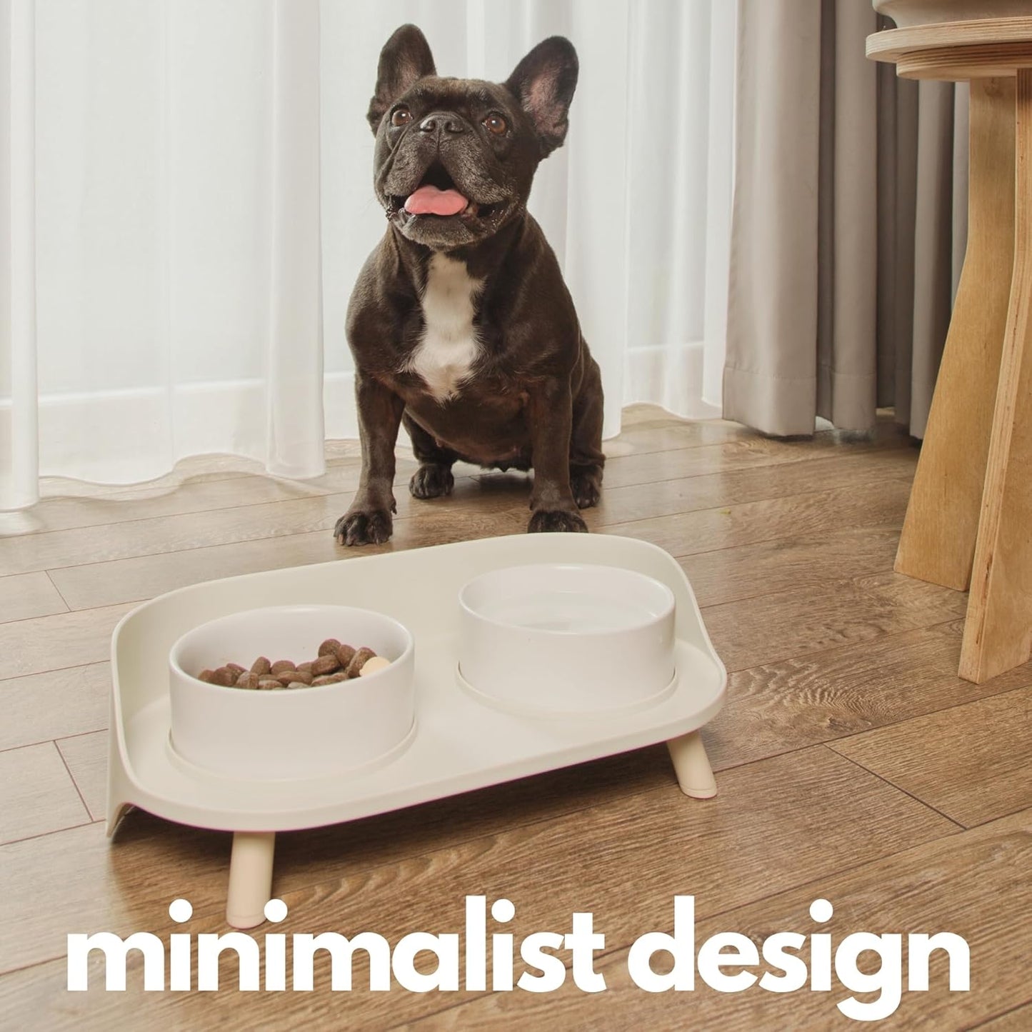 A4DOG Ceramic Dog Bowls with Stand - Elevated Dog Water and Food Bowl Set 13.5oz Cat & Dog Feeding Station Spill Proof Splash Proof Raised Pet Food Bowls for Dogs, No Mess Pet Feeder - Gray