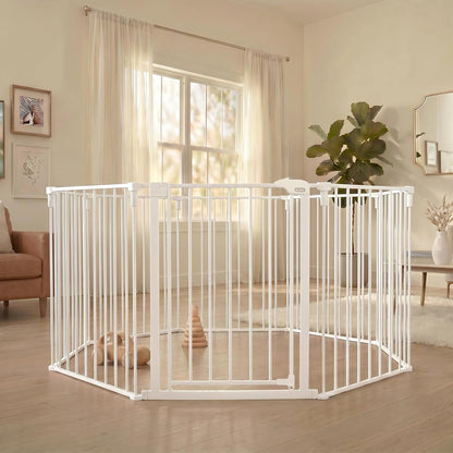 Regalo Safety 28"-76” Super Wide Configurable Baby Gate for Doorways & Open Spaces, 3-Panel Wall Mounted Safety Gate with Door for Babies, Toddlers & Pets, Includes Wall Mount Hardware