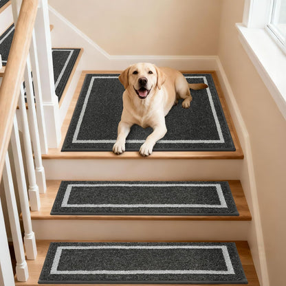 COSY HOMEER Soft Stair Treads Non-Slip Carpet Mat 28inX9in Indoor Stair Runners for Wooden Steps,Stair Rugs for Kids and Dogs, 100% Polyester TPE Backing 4pcs,Beige