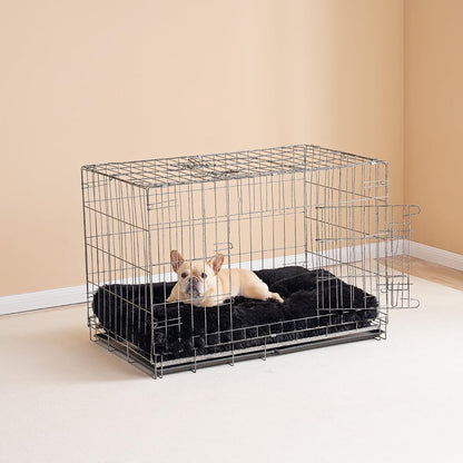 EHEYCIGA Fluffy Dog Crate Bed for Medium Dogs, Plush Faux Fur Crate Pad, Calming Anti Anxiety Medium Dog Bed, Washable Soft Warm Crate Mat with Non-Slip Bottom