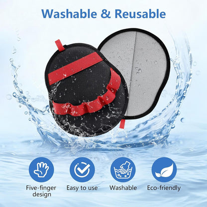Pet Hair Removal Glove for Dogs & Cats, Reusable Washable Electrostatic Pet Hair Remover Glove, Pet Hair Mitt with Finger Straps for Couch, Carpet, Car Seats, Clothes, Furniture, Red