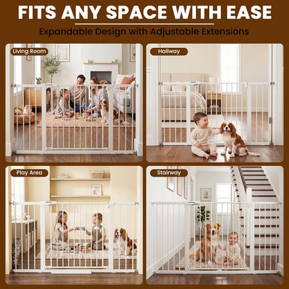 Mumeasy 36" High Extra Tall Dog Gate, 29.6"-40.5" Wide Pressure Mounted Tall Baby Gate for Dog, Auto Close Pet Gate with Door for Stairs,Doorways,House,Black