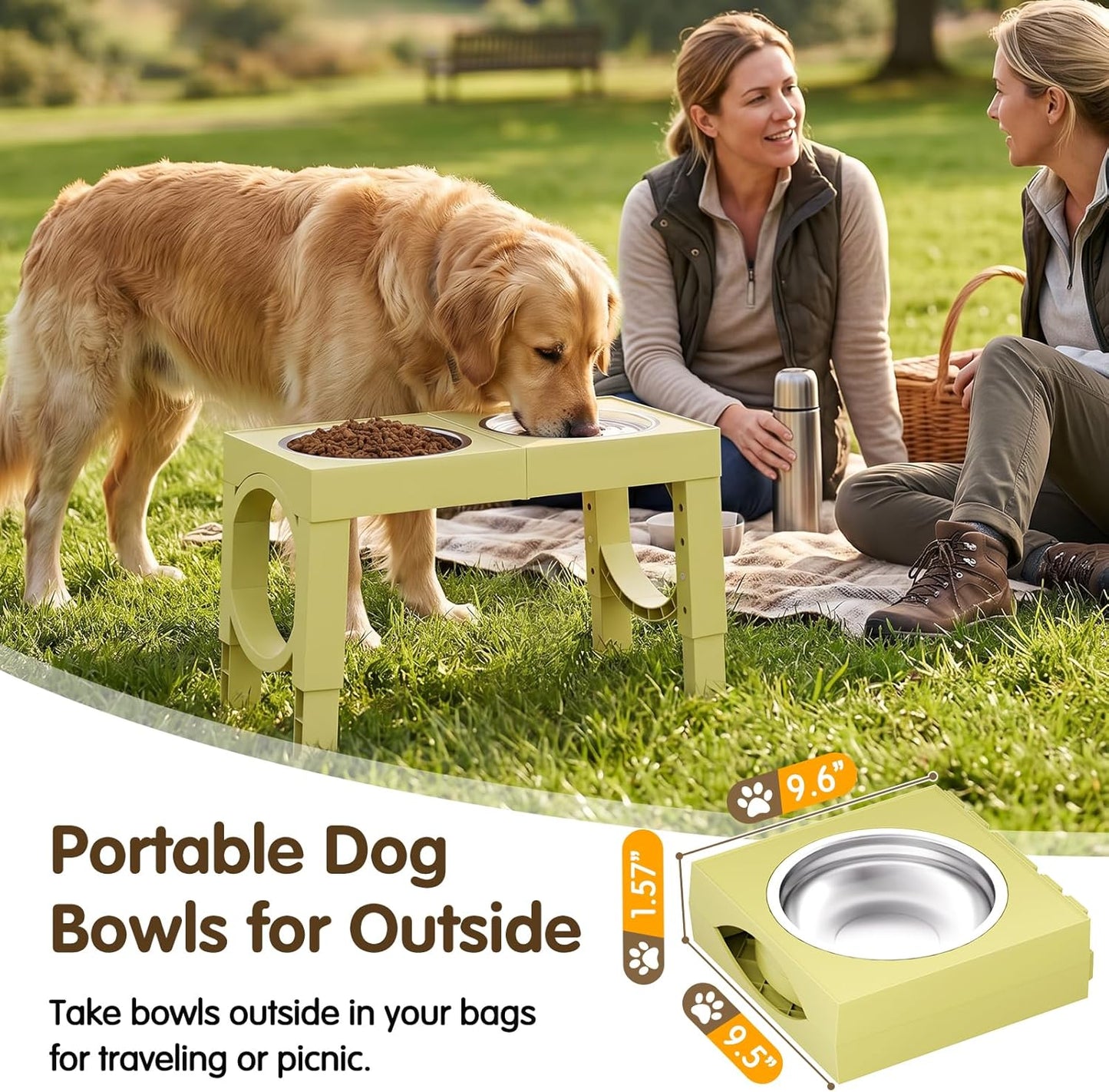 XIAZ Elevated Dog Bowls Large Breed Raised Dogs Bowl Stand Large/Medium Sized Dog Slow Feeder Dogs Bowls Food Water Stands 5 Heights Adjustable 9/11/12/14in Pet Feeder Dish Station