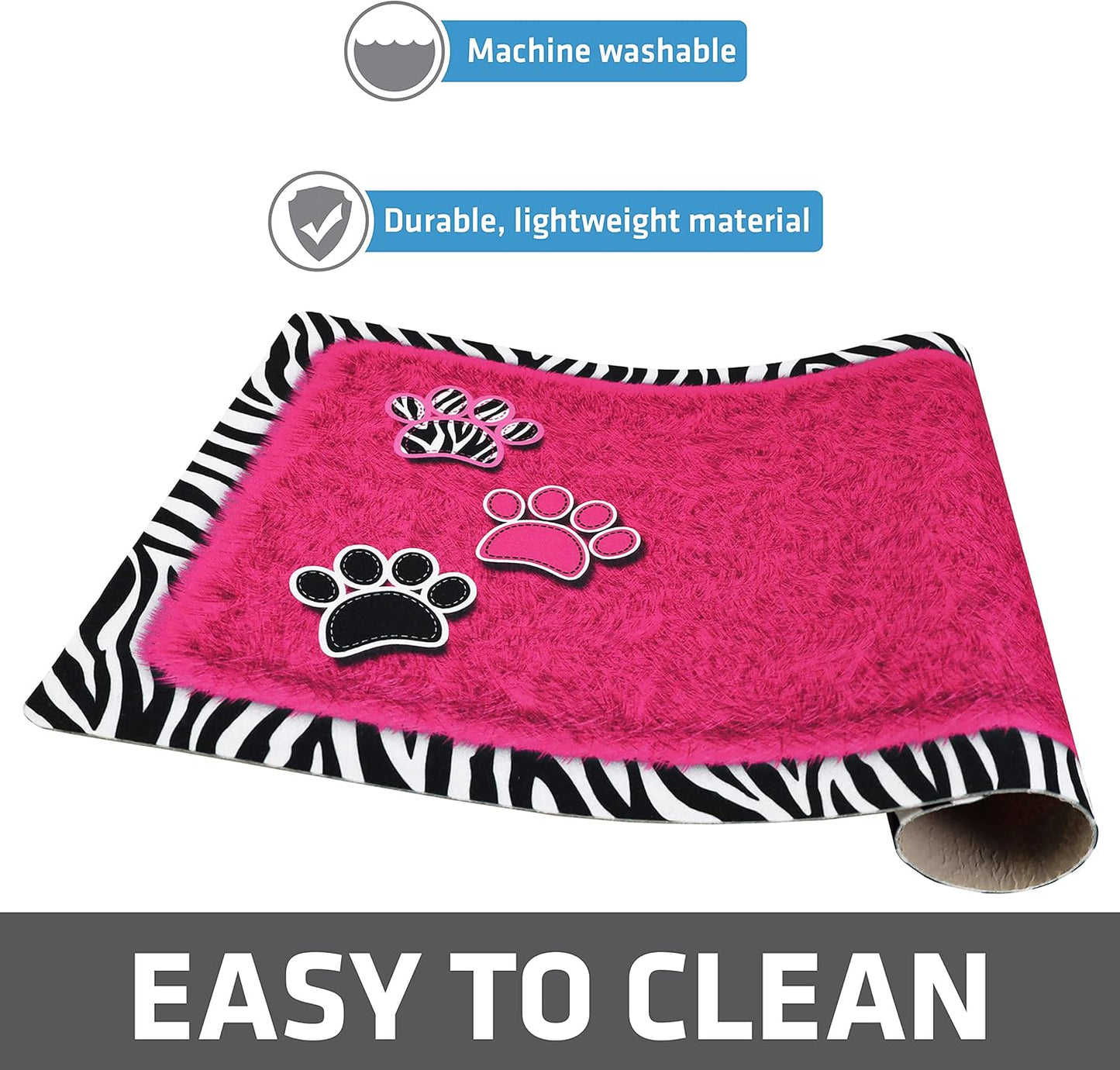 Drymate Pet Bowl Placemat, Dog & Cat Food Feeding Mat - Absorbent Fabric, Waterproof Backing, Slip-Resistant - Machine Washable/Durable (USA Made) (12” x 20”) (Indigo)
