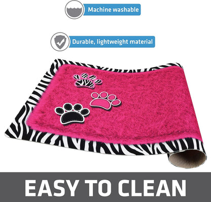 Drymate Pet Bowl Placemat, Dog & Cat Food Feeding Mat - Absorbent Fabric, Waterproof Backing, Slip-Resistant - Machine Washable/Durable (USA Made) (12” x 20”) (Indigo)