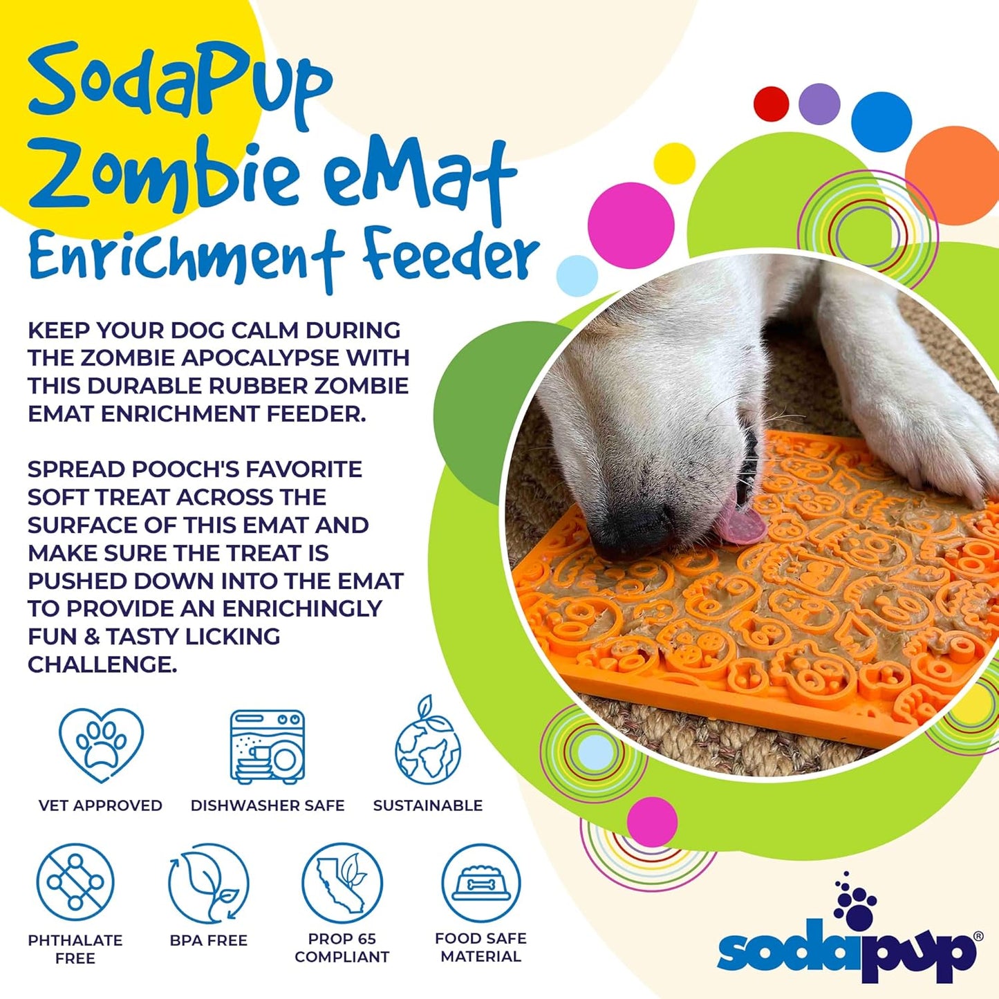 SodaPup Flower Power eMat – Durable Lick Mat Feeder Made in USA from Non-Toxic, Pet-Safe, Food Safe Rubber for Mental Stimulation, Avoiding Overfeeding, Fresh Breath, Digestive Health, & More