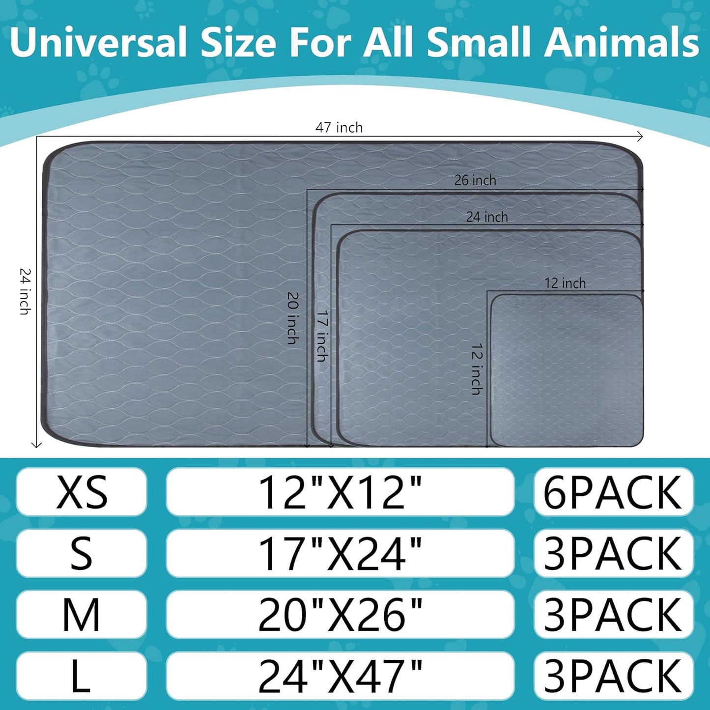 Bunlitent Washable Pee Pads for Dogs 72x72, 2 Pack, Extra Large Reusable Puppy Pads, Dog Training Pads with Quick Dry, Large Anti-Slip Dog Pee Pads, Whelping Pads, Potty Pad