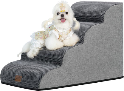 GoGoBunny Ramp Dog Stairs for Couch Sofa and Chair 15.7" H, 3-Step Pet Steps for Small Dogs and Cats, Non-Slip Waterproof Fabric Cover, Stable and Balanced Indoor Step, Pets Friendly, Grey