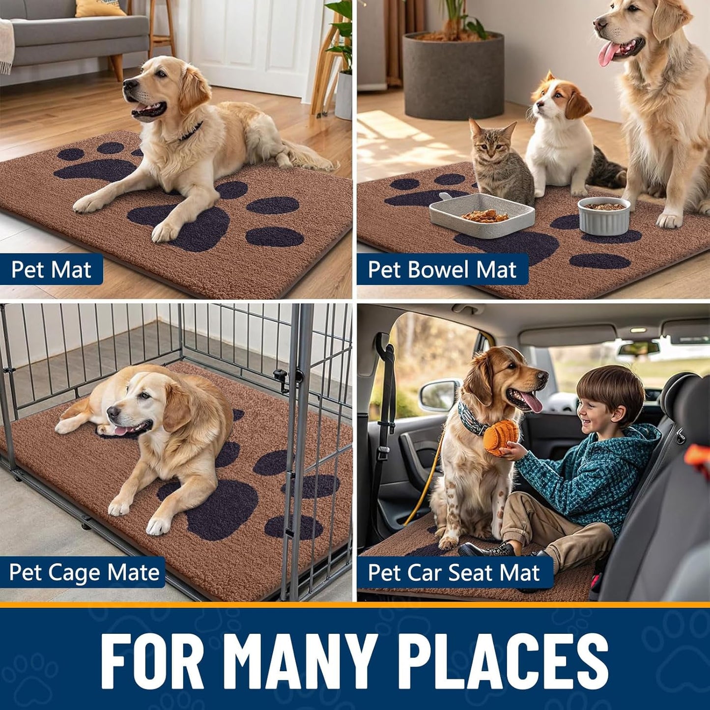 Smiry Dog Door Mat for Muddy Paws, Absorbs Moisture and Dirt, Low-Profile Entryway Mat with Non-Slip Backing, Entry Indoor Outdoor Doormat for Inside Floor (30x20 Inches, Grey, Striped)