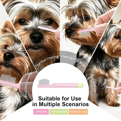 Pet Eye Comb for Small Dogs Cats Hamsters, Tear Stain Remover Grooming Brush, Gentle Face Paw Coat Cleaning, Handheld Design for Yorkie Shih Tzu Maltese Teddy Mini Poodle, Puppy Essentials