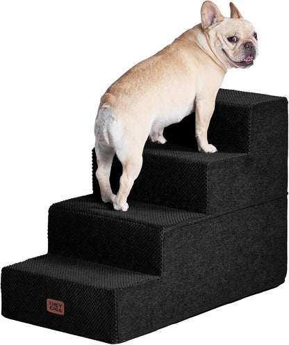 EHEYCIGA Dog Stairs for High Bed 22.5" H, 5-Step Dog Steps for Bed, Pet Steps for Small Dogs and Cats, Non-Slip Balanced Pet Ramp Indoor, Grey