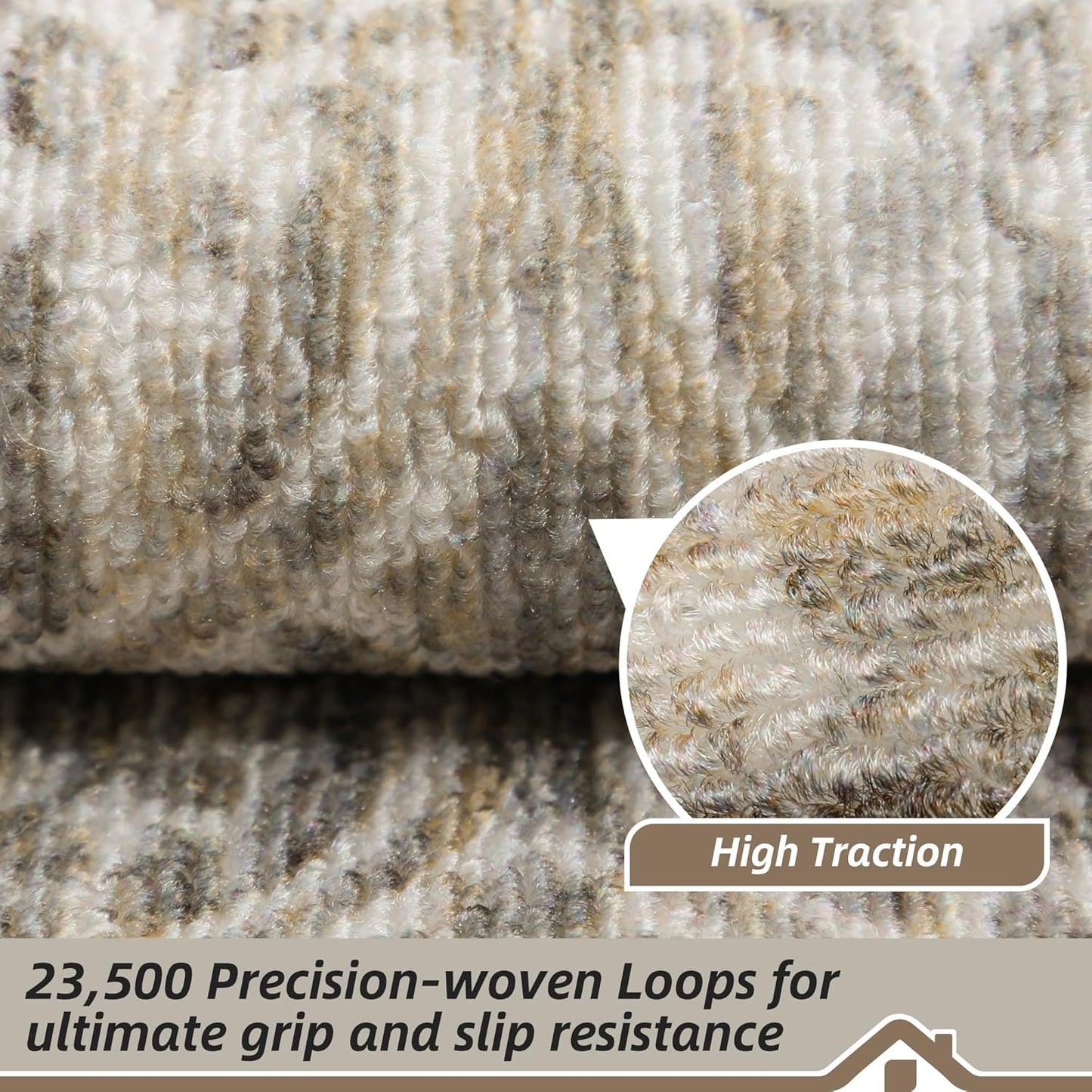 BEQHAUSE Stair Treads for Wooden Steps Non-Slip Machine Washable Carpet Stair Treads 8"X30" Soft Indoor Stair Runner for Kids Elders and Pets, 100% Polyester, TPE Backing, 15pcs, Brown/Grey