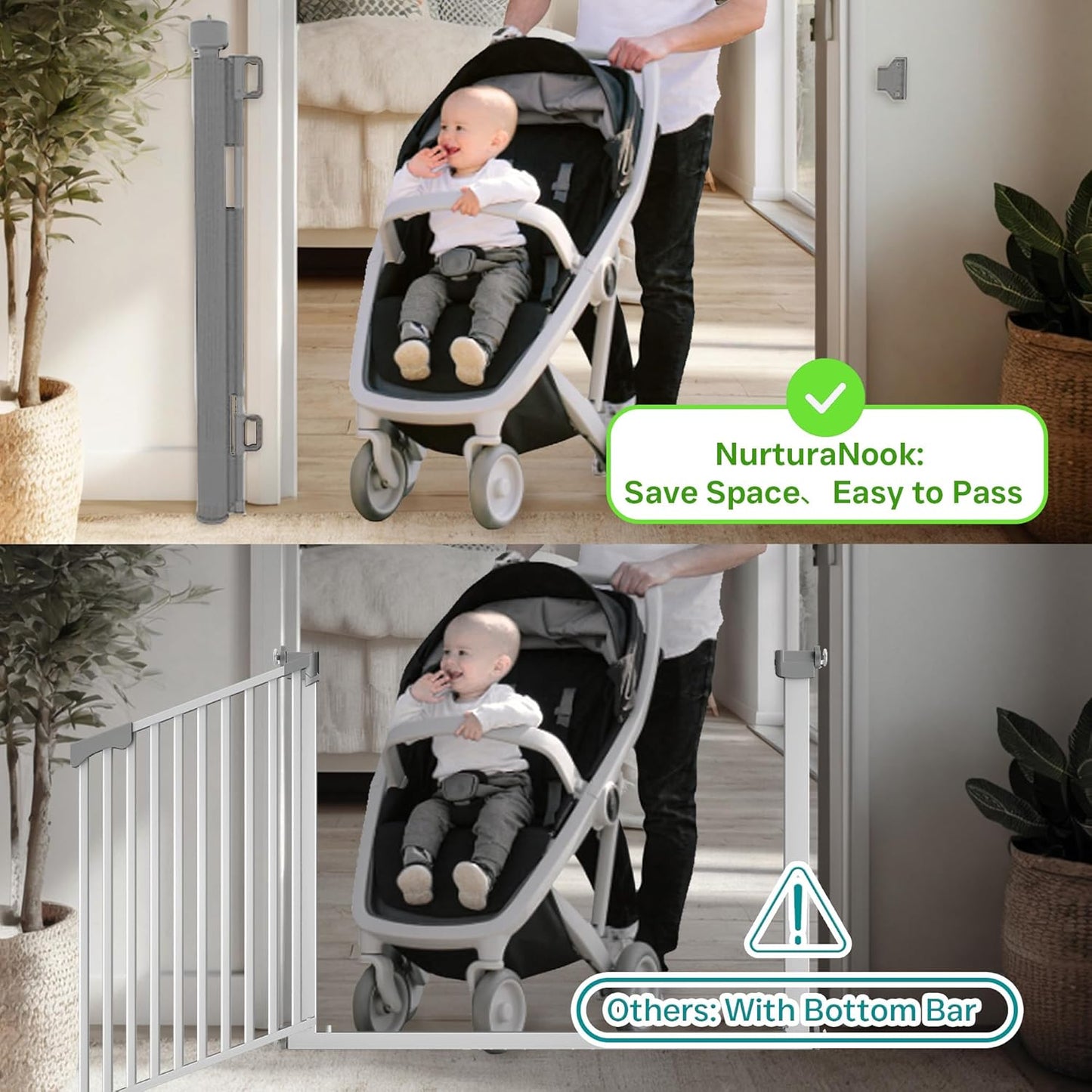 236 Inch Extra Wide Retractable Baby Gate,Mesh Baby Gate or Mesh Dog Gate,34" Tall,Child Safety Gate for Doorways, Stairs, Hallways, Indoor or Outdoor