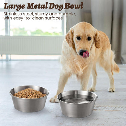 Elevated Dog Bowls for Medium&Small Dogs - Stainless Steel 48oz/6 Cups Raised Feeder with Non-Slip Base, Dual Food & Water Bowls 2-Pack