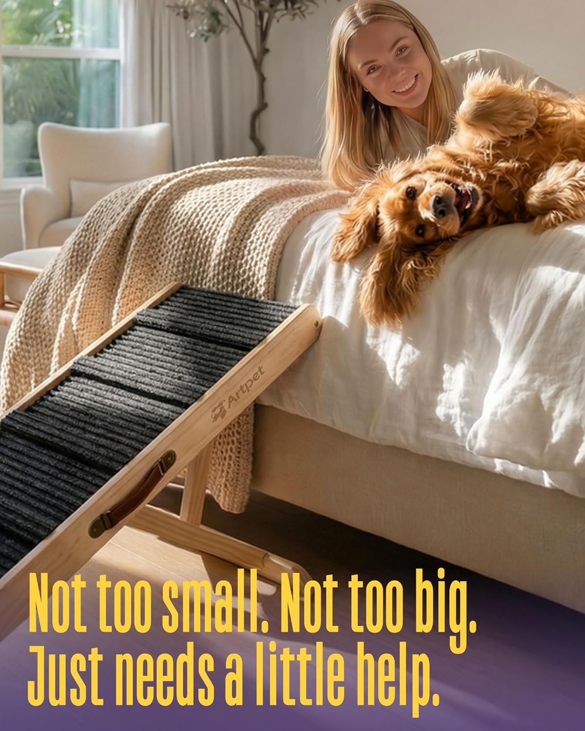 Dog Ramp for Small Dogs for Couch & Bed, Dachshund Joint Care Ramp,Foldable, Anti-Slip, Portable, Height Adjustable, Supports Up to 35 lbs