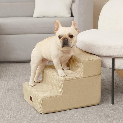 EHEYCIGA Dog Stairs for High Bed 22.5" H, 5-Step Dog Steps for Bed, Pet Steps for Small Dogs and Cats, Non-Slip Balanced Pet Ramp Indoor, Grey