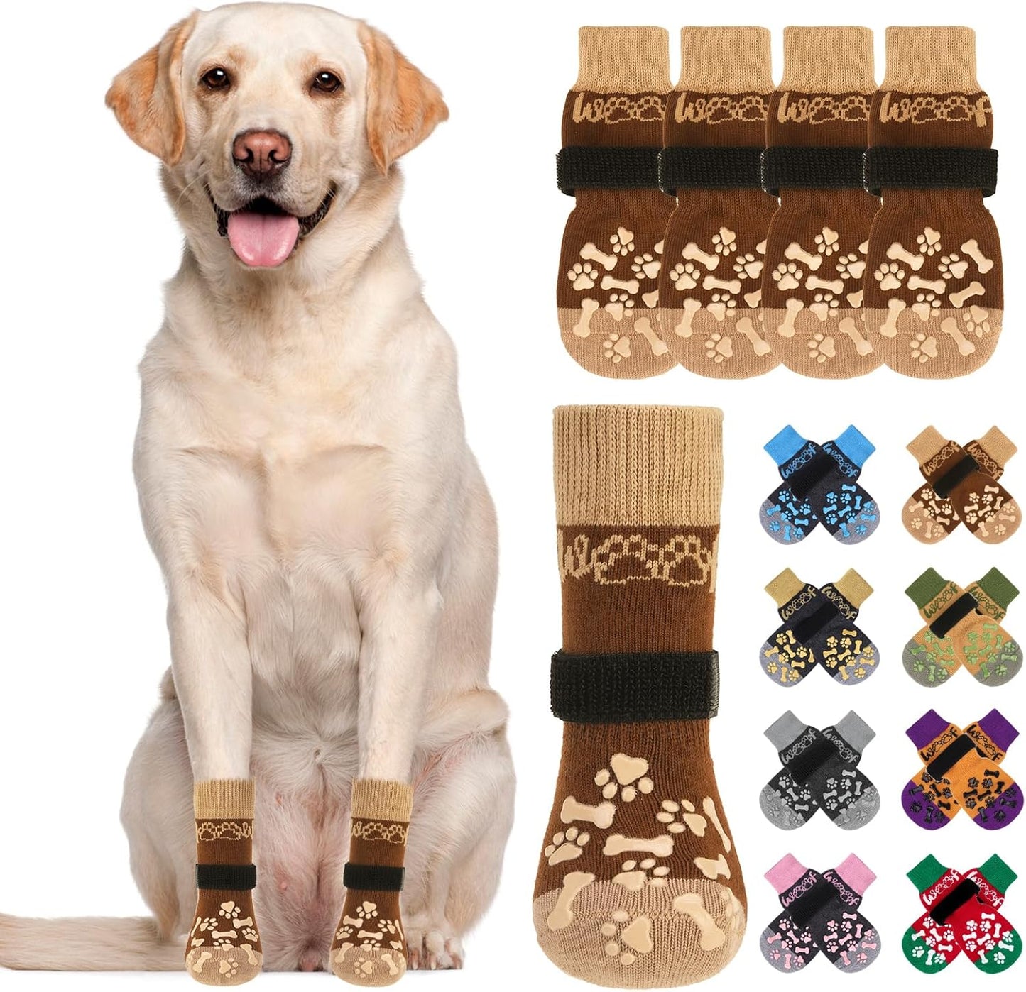 KOOLTAIL Dog Socks Shoes for Hot Pavement to Prevent Licking Paws, Winter Dog Boots&Paw Protector for Hardwood Floors Anti Slip,Traction Control Grip Booties for Small Medium Large Senior Dogs,Black M