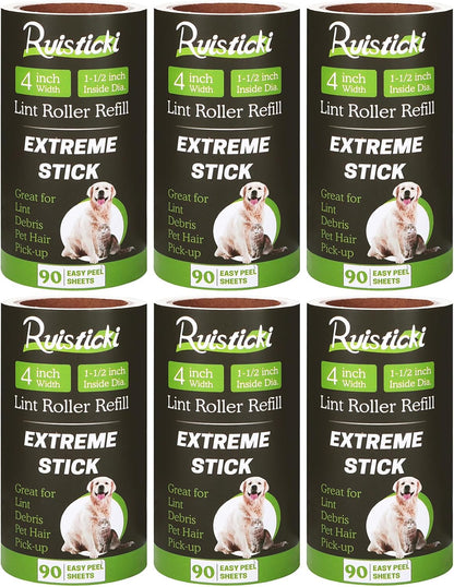 10 inch Mega All-Purpose Pet Hair Lint Roller Refills Compatible with Evercare Mega Roller 10'' Wide Ultra Sticky 60 Sheets Each Refill (Pack of 6, 360 Sheets Total)