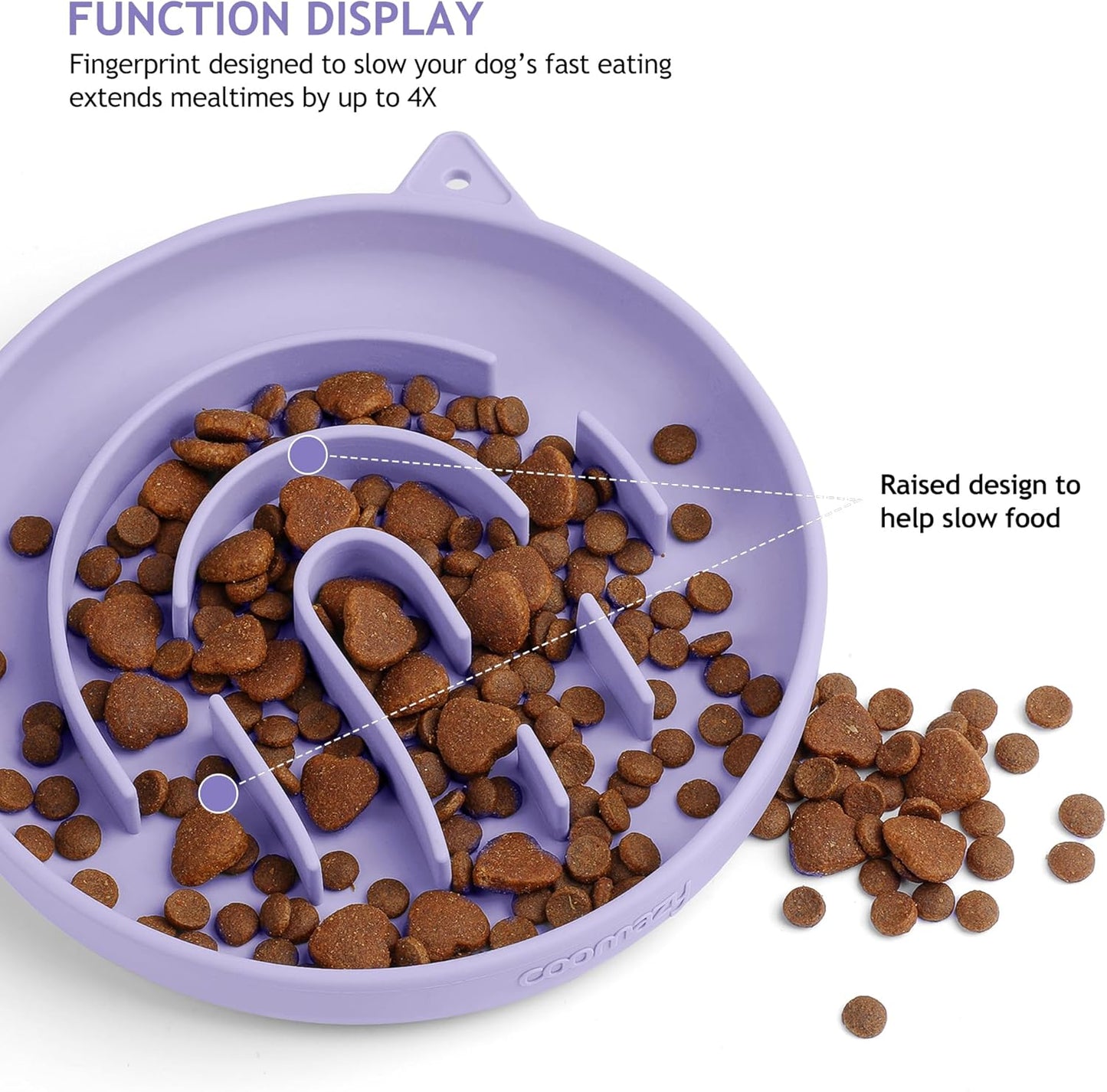 Coomazy Large Silicone Slow Feeder Dog Bowls, Interactive Puzzle Toy for Pets Food Training, Keeps Dogs Busy, Prevents Puppy Overeating (Dark Green, Large: 3.2Cup)