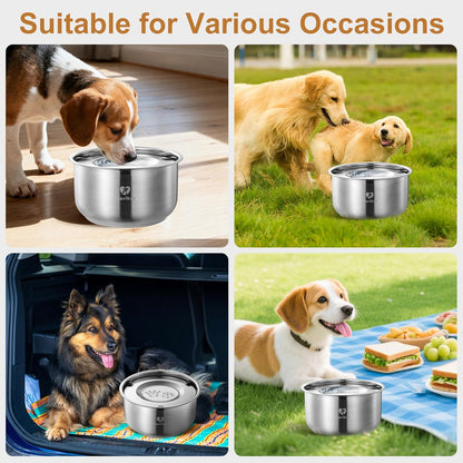 Dog Water Bowl No Spill, 4.5L/1.2 Gallon Slow Drinking Dog Water Bowl, Stainless Steel Pet Water Dispenser with Floating Disk, Spill Proof & Dishwasher Safe