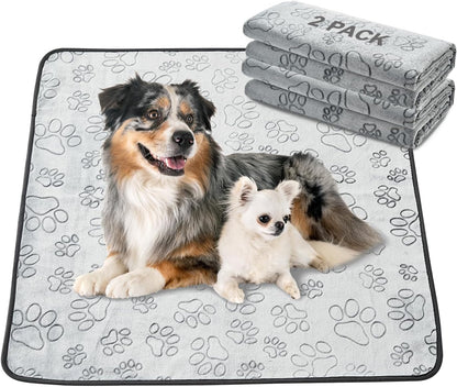 Qeils Reusable Puppy Pads, 2 Pack Washable Pee Pads for Dogs, Waterproof Non Slip Wee Wee pad, Absorbent and Leakproof Training Mats for Potty, Crate, Playpen, Bed, Sofa, 18"x 24"