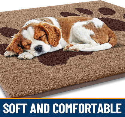Smiry Dog Door Mat for Muddy Paws, Absorbs Moisture and Dirt, Low-Profile Entryway Mat with Non-Slip Backing, Entry Indoor Outdoor Doormat for Inside Floor (30x20 Inches, Grey, Striped)