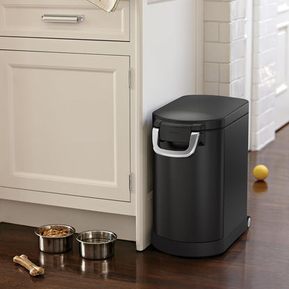 simplehuman Large Pet Food Storage Container, Holds 30-35 lb / 14-16 kg of Dry Dog Food, Cat Food, or Bird Seed, Airtight Lock-Tight Lid with Magnetic Scoop, BPA-Free, Brushed Stainless Steel