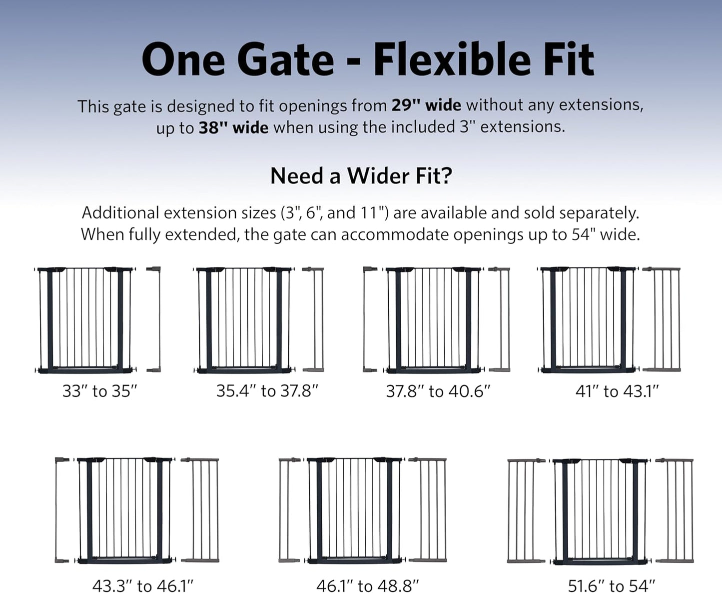 MidWest Homes for Pets 39-Inch High Walk-Thru Pressure Mounted Steel Dog Gate, Expands to 38 Inches Wide, Includes 3-inch Extensions, Textured Graphite