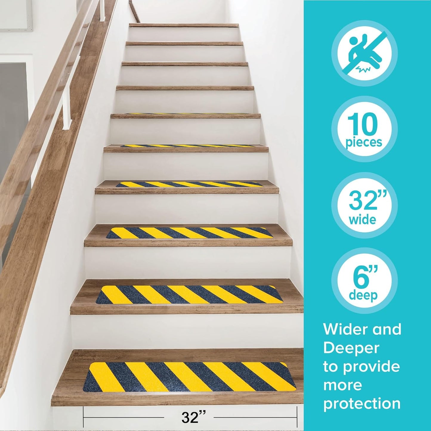 LifeGrip Stair Treads Non-Slip (15PCS), Anti Slip Transparent Stair Treads Tape for Indoor Wooden Step (4"X30"X15P-Treads)