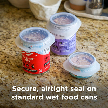 Stasher Pet Reusable Puppy Essentials Dog Food Can Lids, Cat Food Lids for Cans, Airtight Seal, Dog Travel Accessories, Food Grade Silicone Stretch Lids, Freezer & Dishwasher Safe, 3-Pack