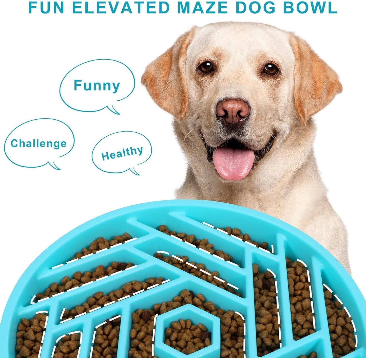 TOBYTO Slow Feeder Dog Bowls Large Medium Breed,Anti-Choking Slow Eating Dog Food Bowl,Non Slip Pet Slower Food Feeding Bowls Large Puzzle Slow Feeder Bloat Stop Maze Dog Dishes,Black