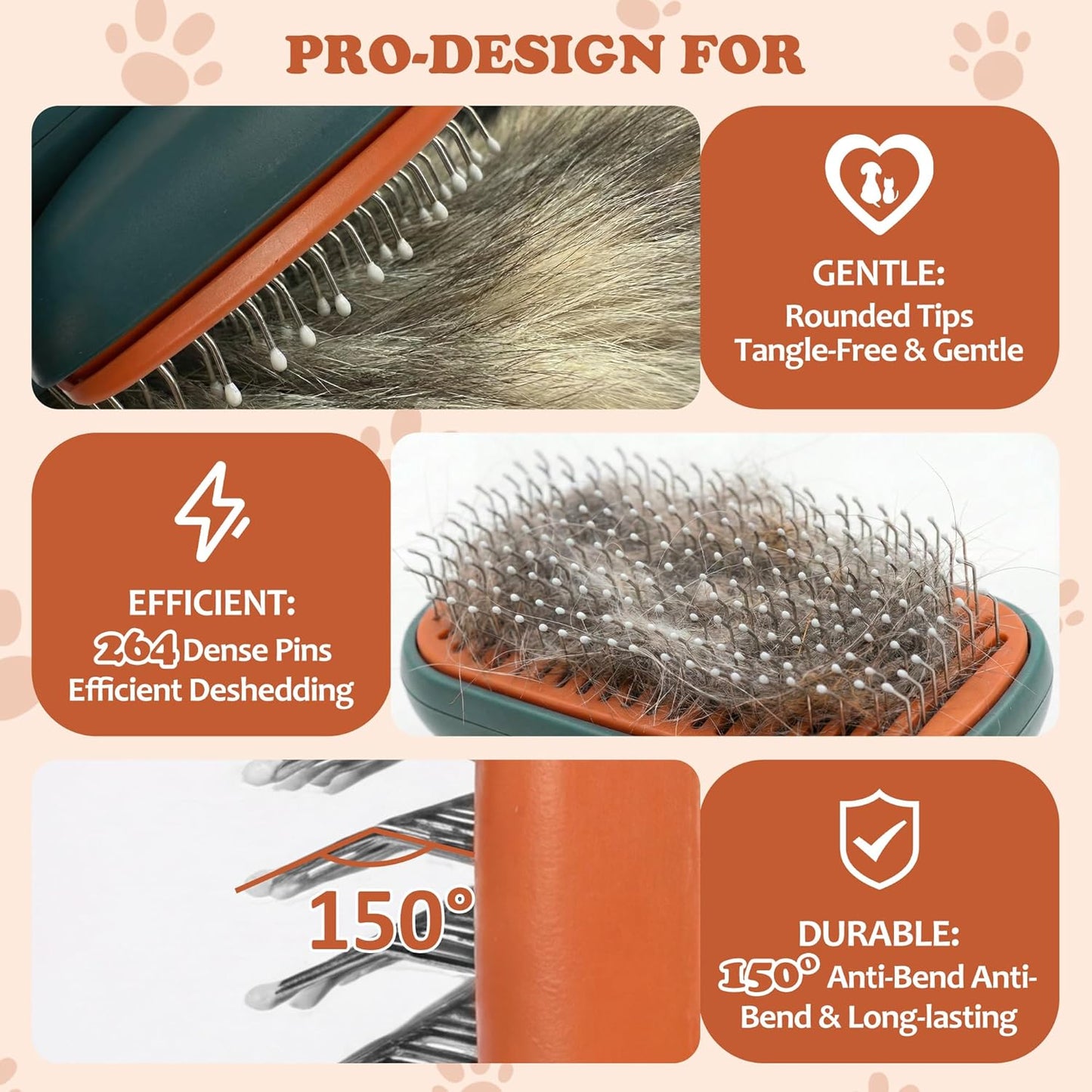 Self Cleaning Slicker Brush,2-Level Adjustable Dog Brush for Thick Undercoat,Golden Retriever,Border Collie,Poodle,Long Haired Summer Shedding(Green)