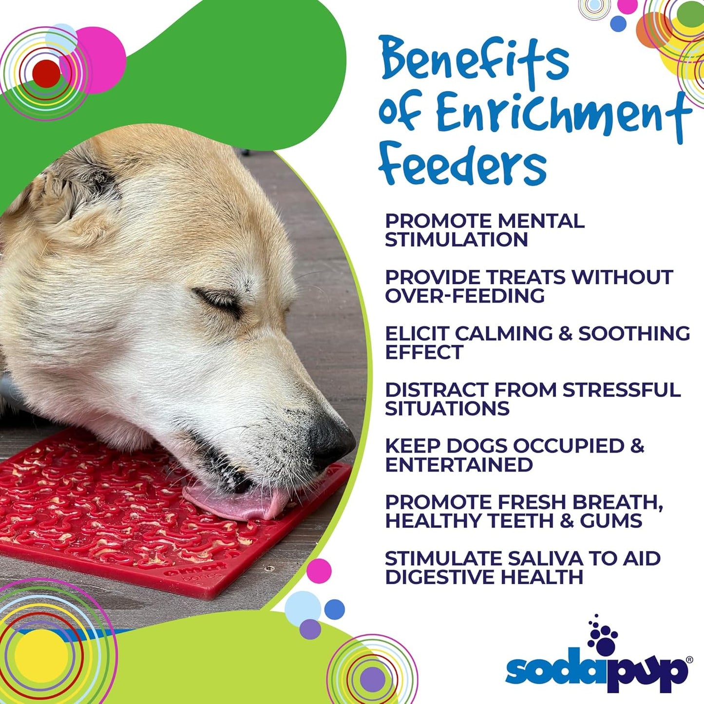 SodaPup Flower Power eMat – Durable Lick Mat Feeder Made in USA from Non-Toxic, Pet-Safe, Food Safe Rubber for Mental Stimulation, Avoiding Overfeeding, Fresh Breath, Digestive Health, & More