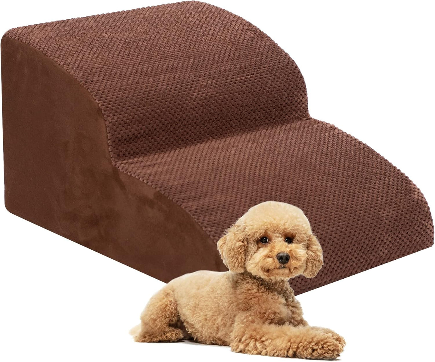 Dog Stairs for Small Dogs, 3 Tiers High Density Foam Dog Ramp, Extra Wide Non-Slip Pet Steps for High Beds Or Couch, Soft Foam Doggie Ladder for Dogs Injured, Older Pets, Small Cats