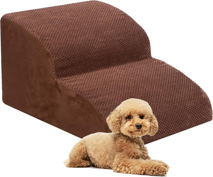 Dog Stairs for Small Dogs, 3 Tiers High Density Foam Dog Ramp, Extra Wide Non-Slip Pet Steps for High Beds Or Couch, Soft Foam Doggie Ladder for Dogs Injured, Older Pets, Small Cats