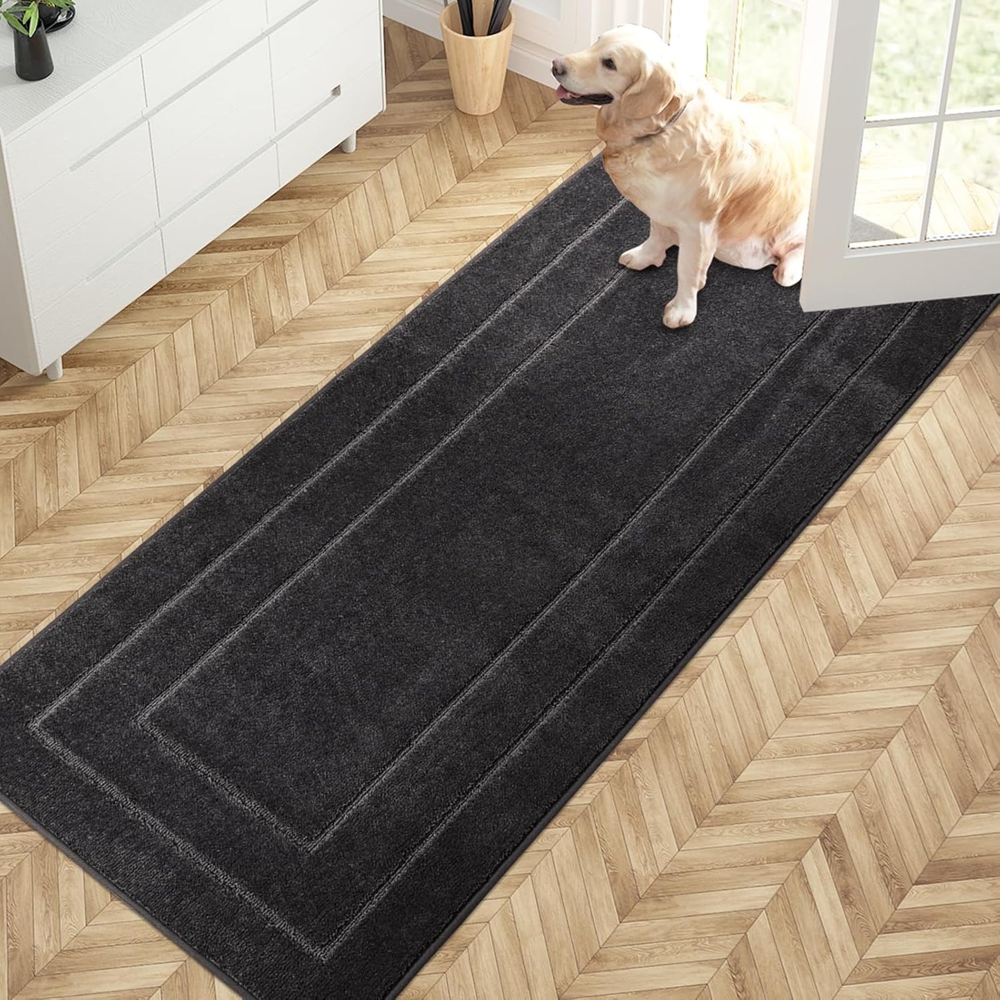 PURRUGS Dirt Trapping Door Mat 32" x 47", Non-Slip/Skid Machine Washable Entryway Rug, Dog Doormat, Super Absorbent Welcome Mat for Muddy Wet Shoes and Paws, Grayish Brown