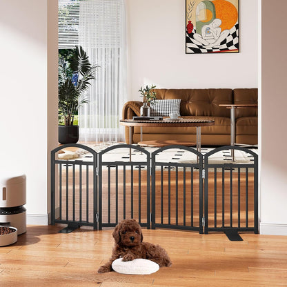 Snughome Short Dog Gate Indoor, 19.69" H Freestanding Small Dog Door Gates with Support Feet, Expands Up to 48" Wide Foldable Pet Gates for Doorway, 4 Panel Folding Pet Door Pet Fence for Puppy, White