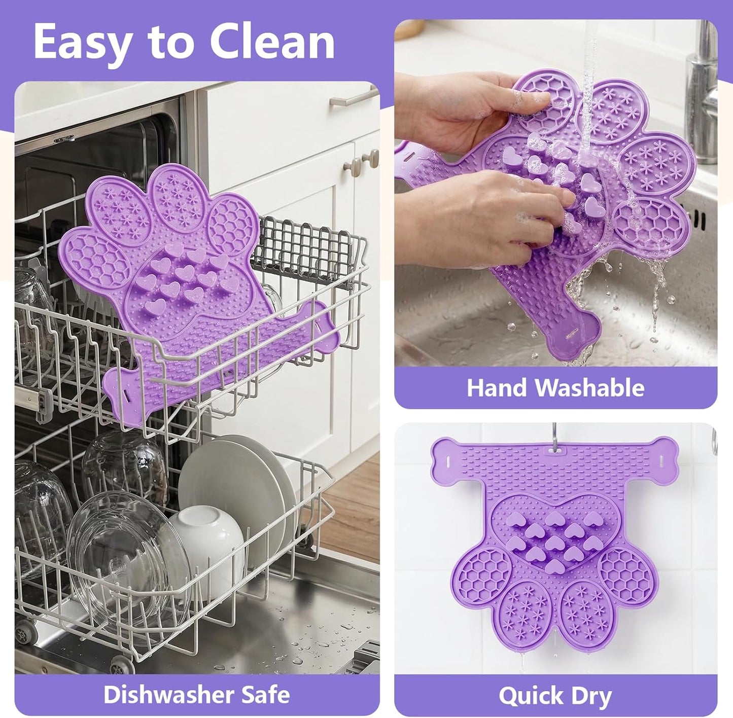 Dog Lick Mat with Suction Cups, Slow Feeder & Enrichment Mat for Dogs & Cats, Silicone Feeding Mat for Wet & Dry Food, Anxiety Relief, Mess-Free Foldable Pocket Design, Pink