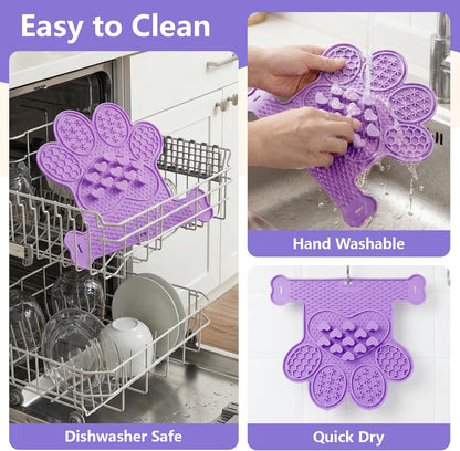 Dog Lick Mat with Suction Cups, Slow Feeder & Enrichment Mat for Dogs & Cats, Silicone Feeding Mat for Wet & Dry Food, Anxiety Relief, Mess-Free Foldable Pocket Design, Pink