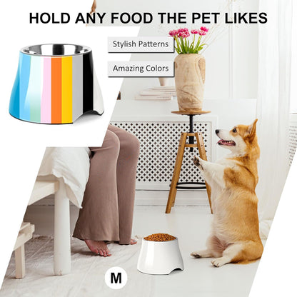 Dog Bowls,Cone Friendly Non Slip Single Dog Bowl with Stainless Steel Inner, Raised Bowls for Small Dogs Spaniel Dogs Long Ear, High Capacity, M/2 Cup Pink