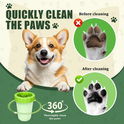 Dog Paw Cleaner Cup, Soft Silicone, Portable, Easy to Clean, Removes Mud and Dirt, Grooming Accessory for Home, Travel – Green, M
