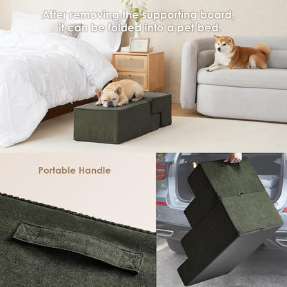 EHEYCIGA Dog Stairs for High Bed 22.5" H, 5-Step Dog Steps for Bed, Pet Steps for Small Dogs and Cats, Non-Slip Balanced Pet Ramp Indoor, Grey