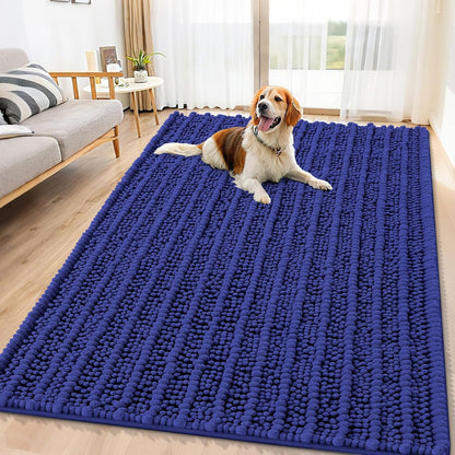 Smiry Dog Door Mat for Muddy Paws 30x20, Extra Soft Absorbent Chenille Doormat, Trap Moisture and Dirt, Non-Slip Machine Washable Front Door Mat for Indoor Entrance Inside Floor, Grey