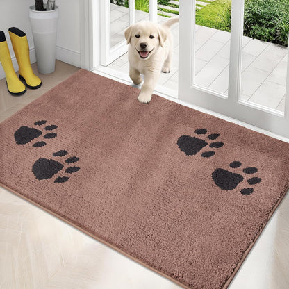 PURRUGS Dirt Trapping Door Mat 20" x 31.5", Non-Skid/Slip Machine Washable Microfiber Entrance Rug, Shoes Scraper, Dog Doormat, Super Absorbent Floor Mat for Muddy Wet Shoes and Paws, Grey
